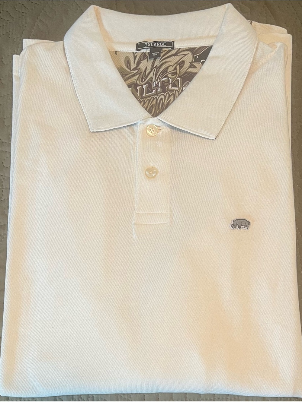 ECKO Unlimited Men’s XXXL (3XL) Cream Polo with an embroidered Rhino logo - Picture 3 of 11